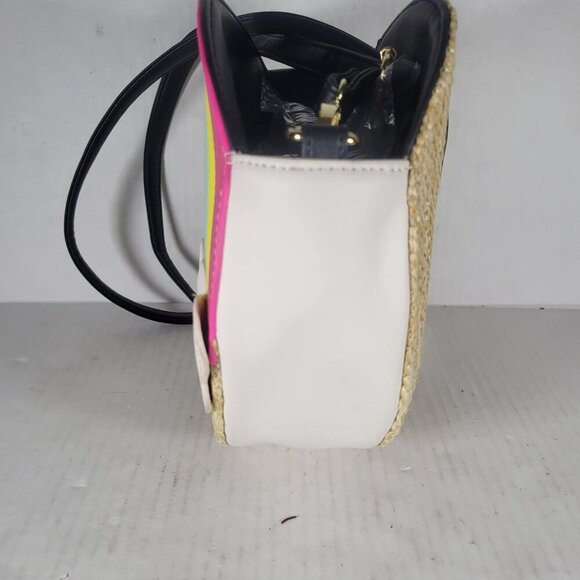 Luv Betsy By Betsey Johnson Rainbow Straw Round Adjustable Crossbody Bag - Picture 9 of 10
